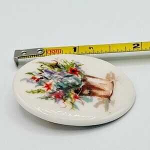 P. Buckley Moss 2011 Society Pin BROOCH PENDANT "Lily Dreams" Floral Ceramic Art